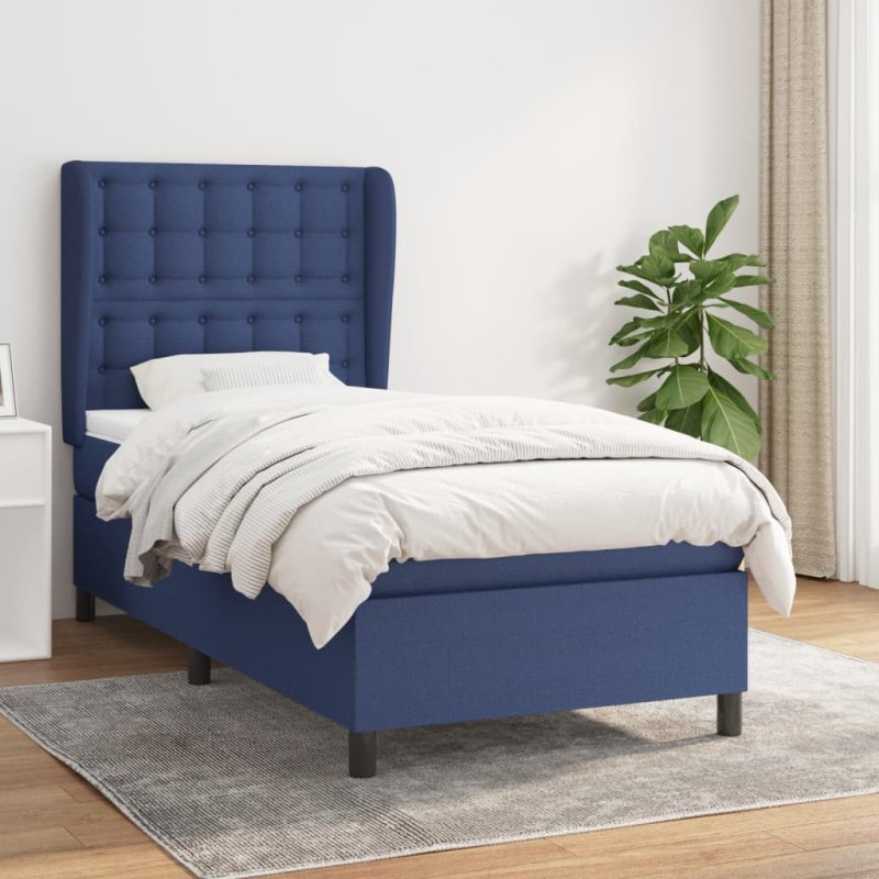 Cama box spring con colchón tela azul 90x190 cm VX-3128251